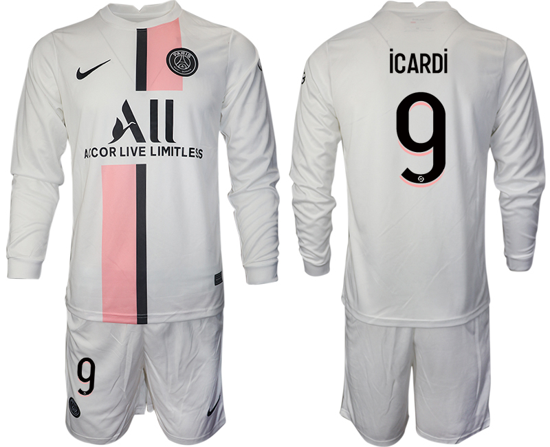 Men 2021-2022 Club Paris St German away white Long Sleeve #9 Soccer Jersey